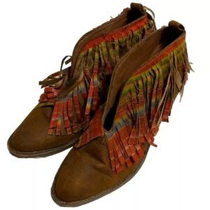 Volatile Western Aztec Fringe Ankle Boots!